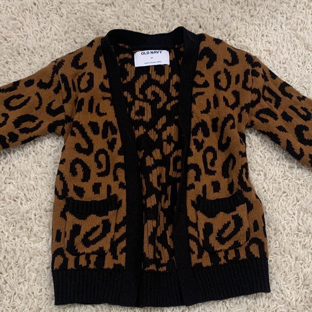 Old Navy Brown and Black Animal Print Cardigan